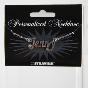 JENNY NEW Name Silvertone Rhinestone 14.5" w 4.5" Multi Ring Ext Necklace