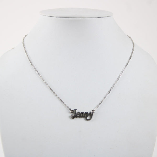 JENNY NEW Name Silvertone Rhinestone 14.5" w 4.5" Multi Ring Ext Necklace