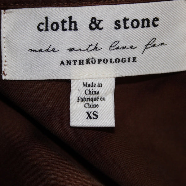 Cloth And Stone Dress Sz XS Brown Navy Blue Ombre Button Frnt 100% Tencell Dress