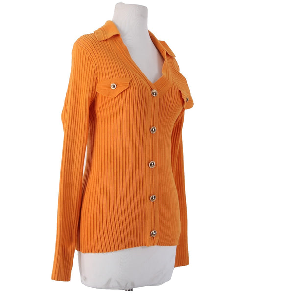 Nanette Lepore Sweater NEW $78 Sz XL Apricot Orange Gold Buttons 100% Polyester