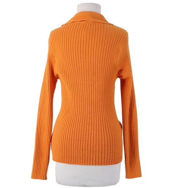 Nanette Lepore Sweater NEW $78 Sz XL Apricot Orange Gold Buttons 100% Polyester