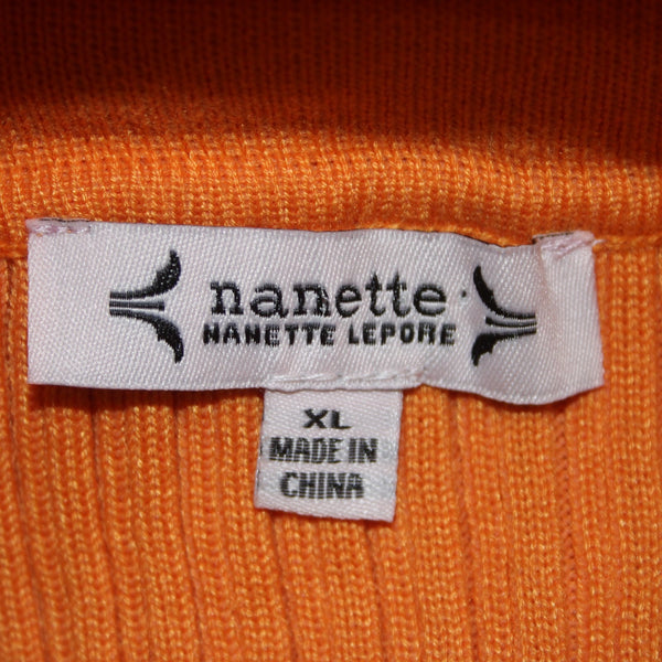 Nanette Lepore Sweater NEW $78 Sz XL Apricot Orange Gold Buttons 100% Polyester