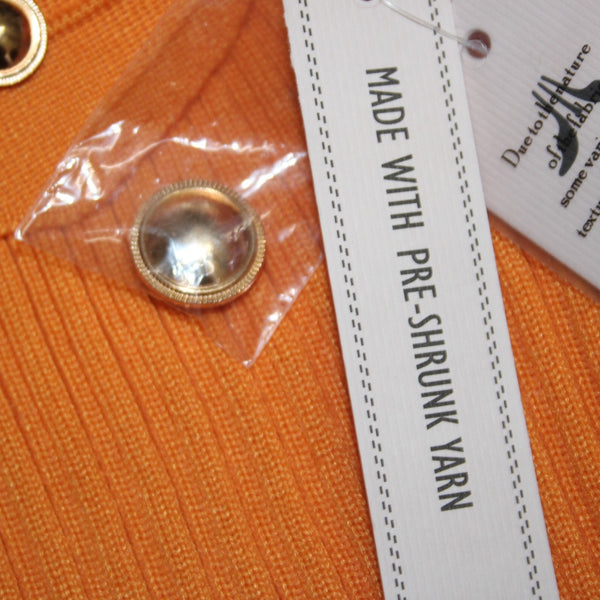 Nanette Lepore Sweater NEW $78 Sz XL Apricot Orange Gold Buttons 100% Polyester