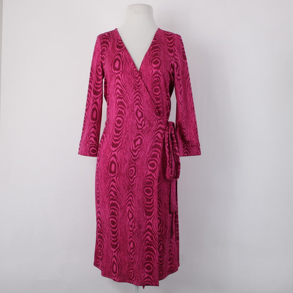 Diane Von Furstenberg Dress Sz 8 Pink Magenta Unlined 100% Wrap Dress