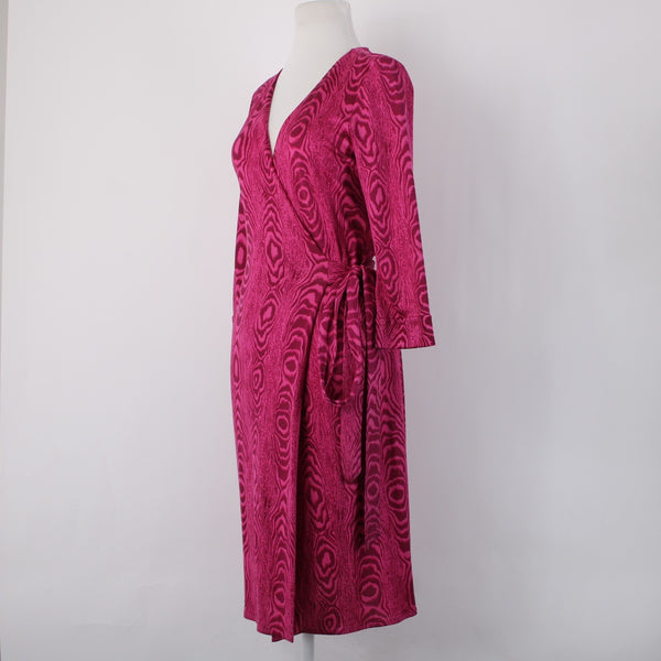 Diane Von Furstenberg Dress Sz 8 Pink Magenta Unlined 100% Wrap Dress