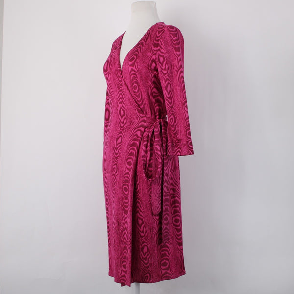 Diane Von Furstenberg Dress Sz 8 Pink Magenta Unlined 100% Wrap Dress
