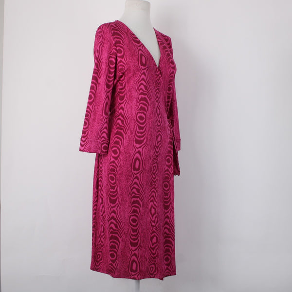 Diane Von Furstenberg Dress Sz 8 Pink Magenta Unlined 100% Wrap Dress