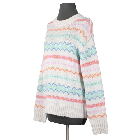 American Eagle NEW $45 Sz S White Multi Stripe Acrylic Blend Knit Oversz Sweater
