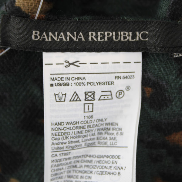 Banana Republic NEW $58 Sz OS Green Tan Animal Print 71.5" x 35.5" Poly Scarf