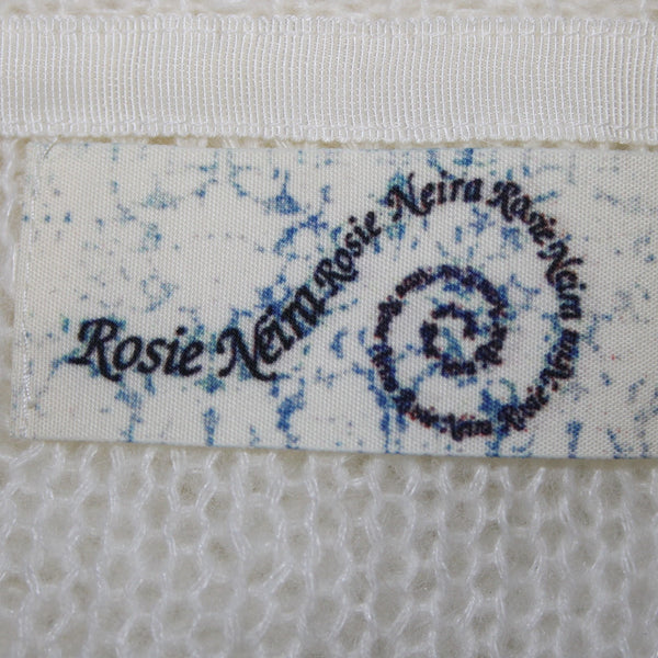 Rosie Neira Sz XS Ivory Knit Cable 3/4 Sleeve Oversize Acrylic Blend Sweater