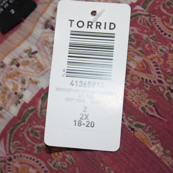 Torrid Top NEW Sz 2X Pink Tan Multi Color Sheer 100% Polyester Top