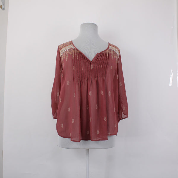 Torrid Top NEW Sz 2X Pink Tan Multi Color Sheer 100% Polyester Top