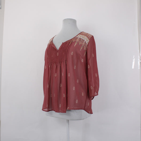 Torrid Top NEW Sz 2X Pink Tan Multi Color Sheer 100% Polyester Top