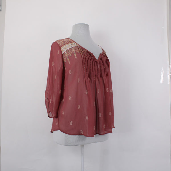 Torrid Top NEW Sz 2X Pink Tan Multi Color Sheer 100% Polyester Top