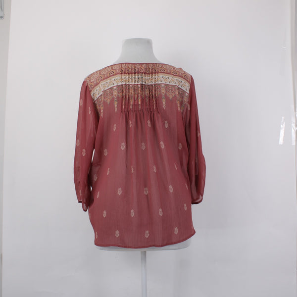 Torrid Top NEW Sz 2X Pink Tan Multi Color Sheer 100% Polyester Top