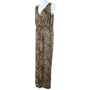Inc NEW $110 Sz 12 Faded Leopard Brown Sheer Bottom 100% Polyester Jumpsuit
