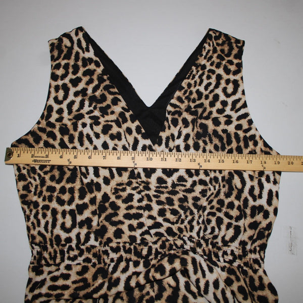 Inc NEW $110 Sz 12 Faded Leopard Brown Sheer Bottom 100% Polyester Jumpsuit