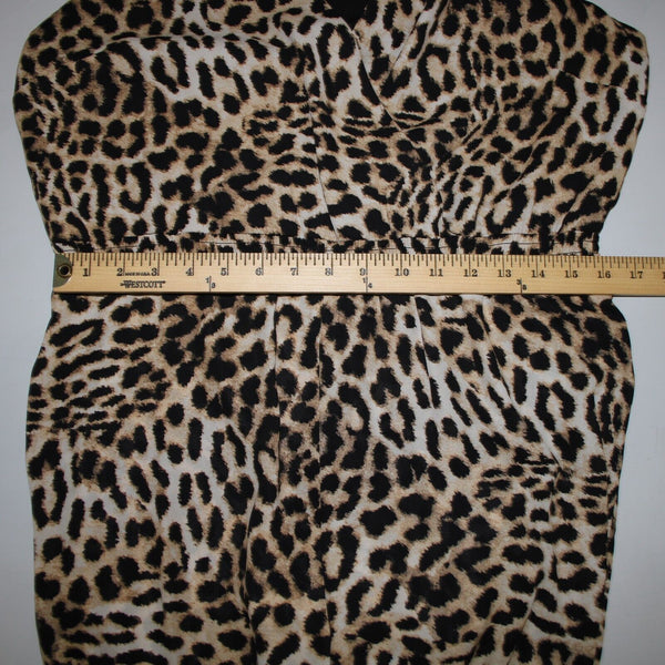 Inc NEW $110 Sz 12 Faded Leopard Brown Sheer Bottom 100% Polyester Jumpsuit
