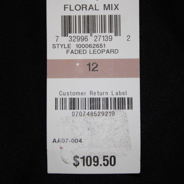 Inc NEW $110 Sz 12 Faded Leopard Brown Sheer Bottom 100% Polyester Jumpsuit