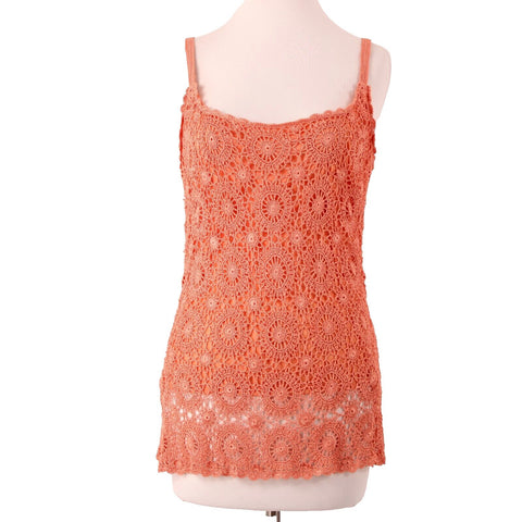 INC NEW $90 Sweet Meadow Sz XL Peach Punch Orange Lined Crochet Rayon Poly Top