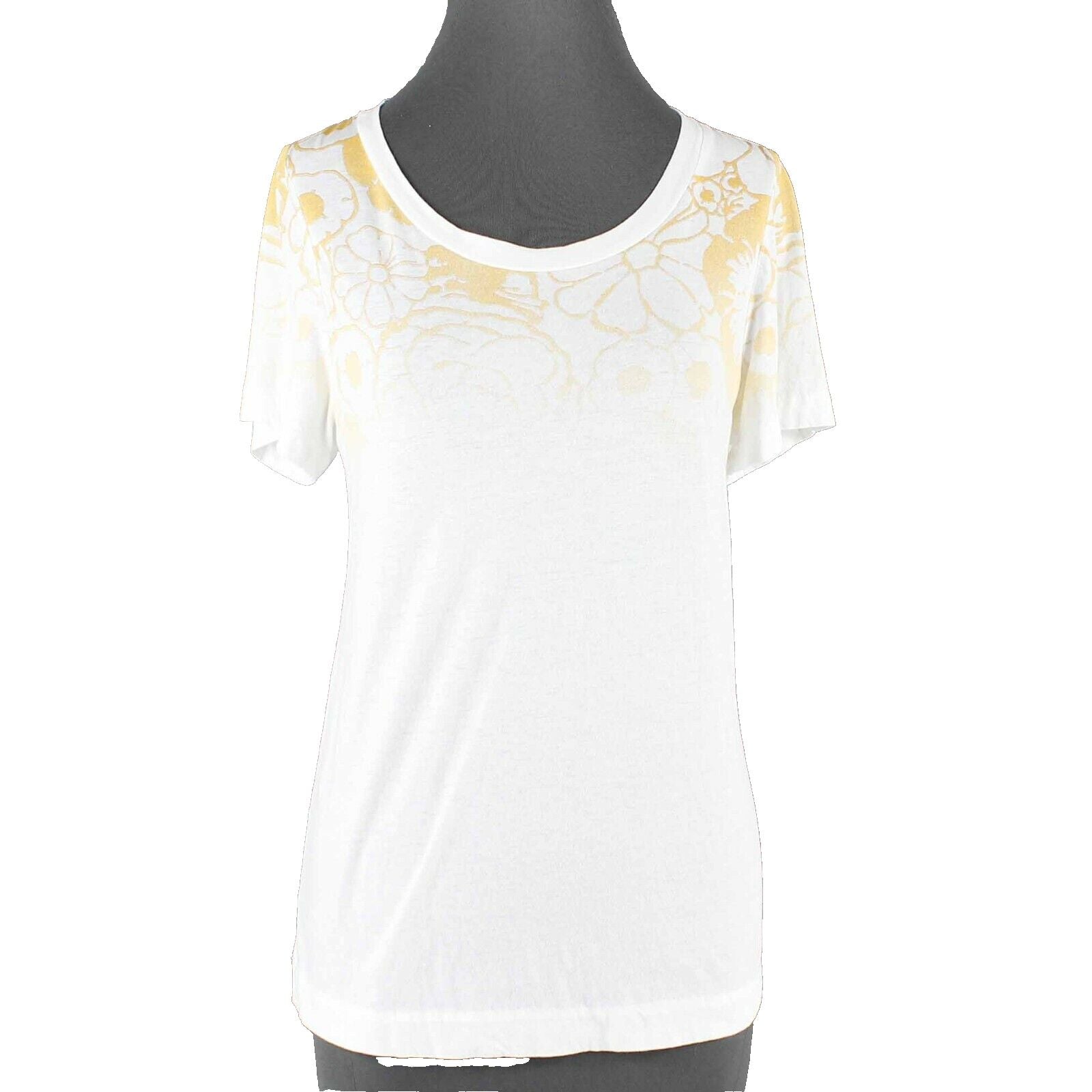 3.1 Phillip Lim Sz XS White Yellow Floral Graphic 100% Cotton Top