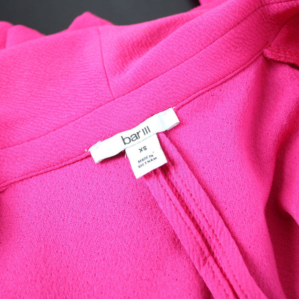 Bar III NEW Bon Bon Sz XS Pink Collared Faux Pockets Poly Spandex Wrap