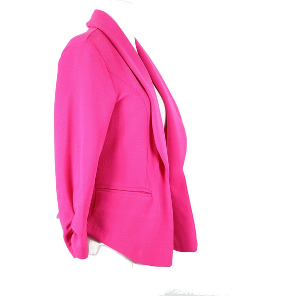 Bar III NEW Bon Bon Sz XS Pink Collared Faux Pockets Poly Spandex Wrap
