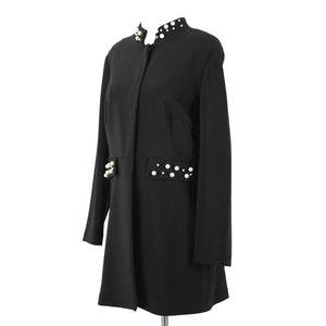 Frank Lyman NEW $260 Sz 12 Black Beaded Padded Shoulder 100% Polyester Coat