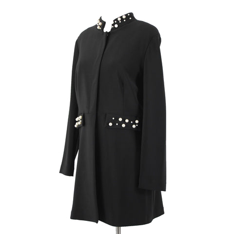 Frank Lyman NEW $260 Sz 12 Black Beaded Padded Shoulder 100% Polyester Coat