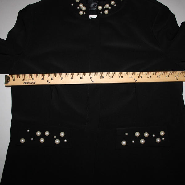 Frank Lyman NEW $260 Sz 12 Black Beaded Padded Shoulder 100% Polyester Coat