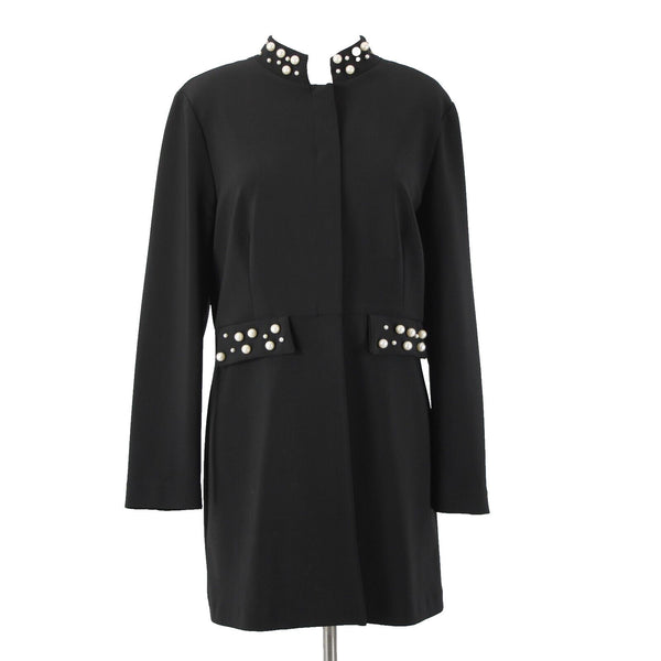 Frank Lyman NEW $260 Sz 12 Black Beaded Padded Shoulder 100% Polyester Coat