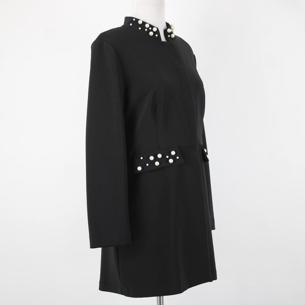 Frank Lyman NEW $260 Sz 12 Black Beaded Padded Shoulder 100% Polyester Coat