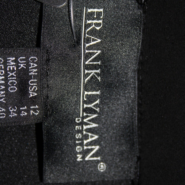 Frank Lyman NEW $260 Sz 12 Black Beaded Padded Shoulder 100% Polyester Coat