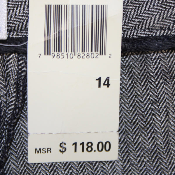 Max Studio Pant NEW $118 Sz 14 x 34 Black White Button Front 100% Linen Pant