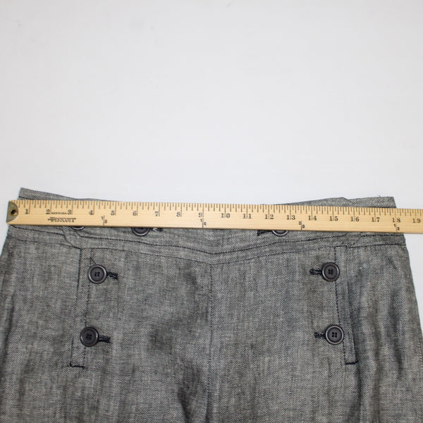 Max Studio Pant NEW $118 Sz 14 x 34 Black White Button Front 100% Linen Pant