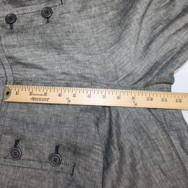 Max Studio Pant NEW $118 Sz 14 x 34 Black White Button Front 100% Linen Pant