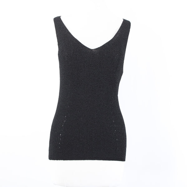 Dana Buchman Top NEW $148 Sz S Black Open Knit Sleeveless Rayon Nylon Top