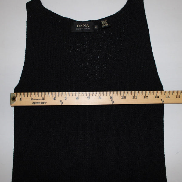 Dana Buchman Top NEW $148 Sz S Black Open Knit Sleeveless Rayon Nylon Top