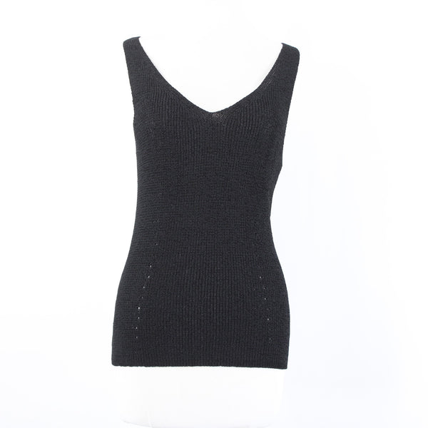 Dana Buchman Top NEW $148 Sz S Black Open Knit Sleeveless Rayon Nylon Top