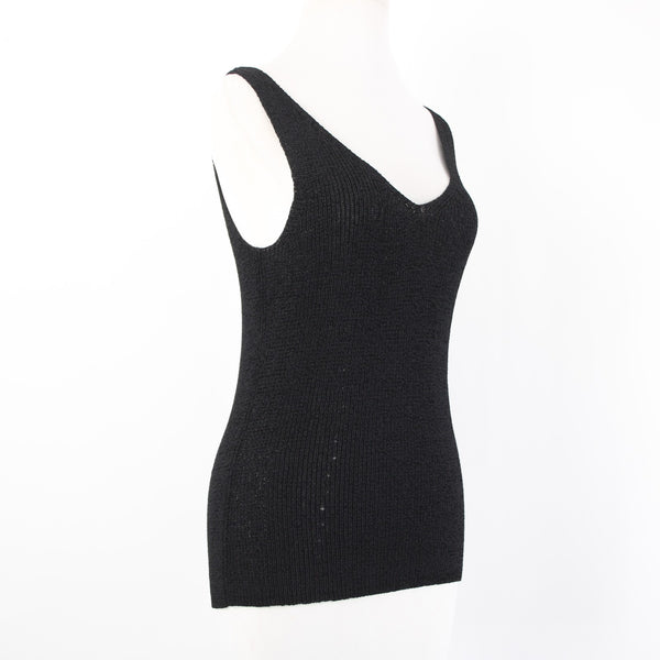 Dana Buchman Top NEW $148 Sz S Black Open Knit Sleeveless Rayon Nylon Top