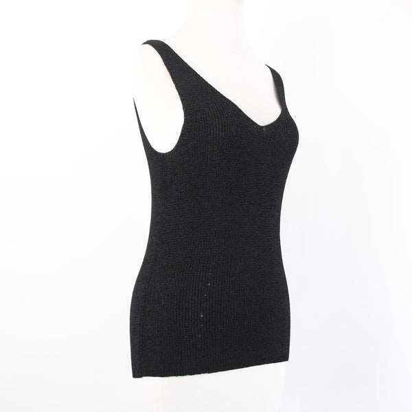 Dana Buchman Top NEW $148 Sz S Black Open Knit Sleeveless Rayon Nylon Top