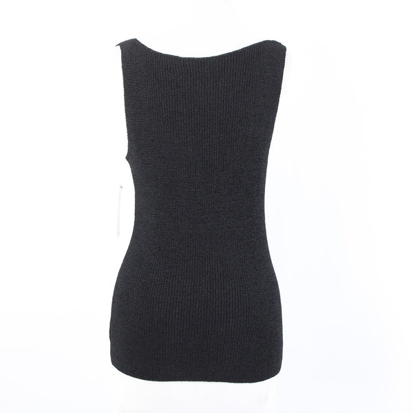 Dana Buchman Top NEW $148 Sz S Black Open Knit Sleeveless Rayon Nylon Top