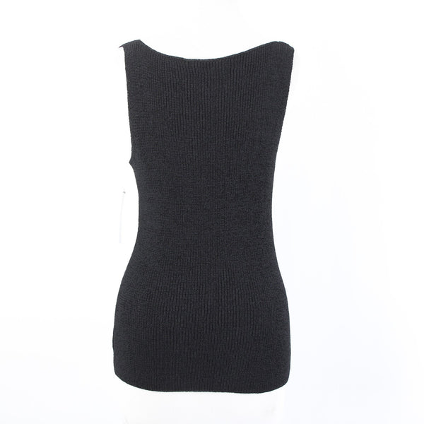 Dana Buchman Top NEW $148 Sz S Black Open Knit Sleeveless Rayon Nylon Top