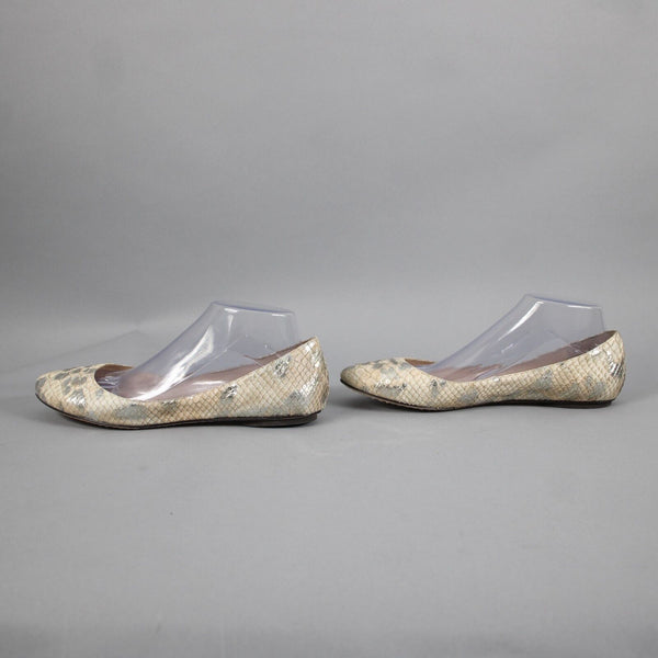 Jean Michel Cazabat Maila Sz 39.5 Beige Gold Slip On Reptile Leather Flats