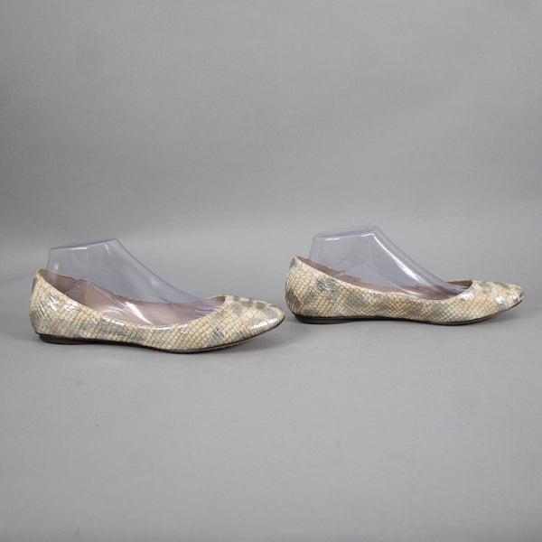 Jean Michel Cazabat Maila Sz 39.5 Beige Gold Slip On Reptile Leather Flats
