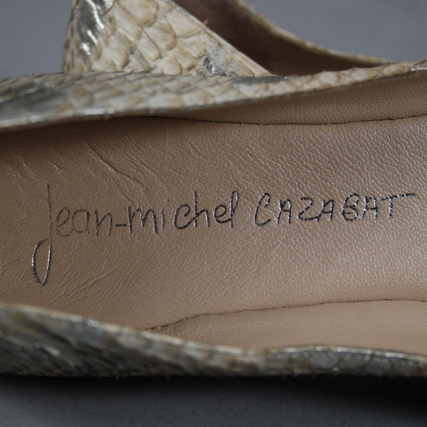 Jean Michel Cazabat Maila Sz 39.5 Beige Gold Slip On Reptile Leather Flats