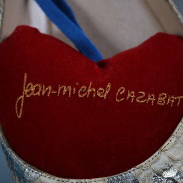 Jean Michel Cazabat Maila Sz 39.5 Beige Gold Slip On Reptile Leather Flats
