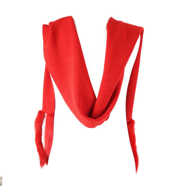 Toula NEW Sz 8 Red 68 x 8 + 8 Fur Tails Multi Ways To Wear Knit Scarf