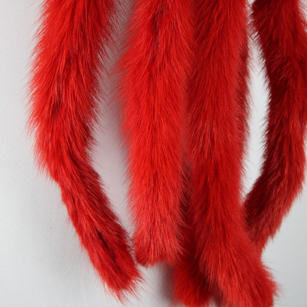 Toula NEW Sz 8 Red 68 x 8 + 8 Fur Tails Multi Ways To Wear Knit Scarf