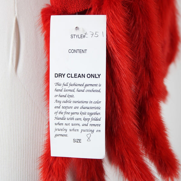Toula NEW Sz 8 Red 68 x 8 + 8 Fur Tails Multi Ways To Wear Knit Scarf